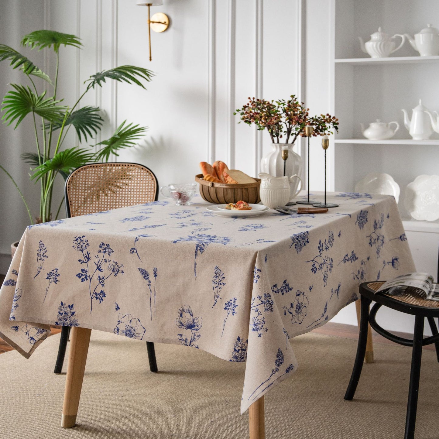 Floral Cotton Linen Tablecloth