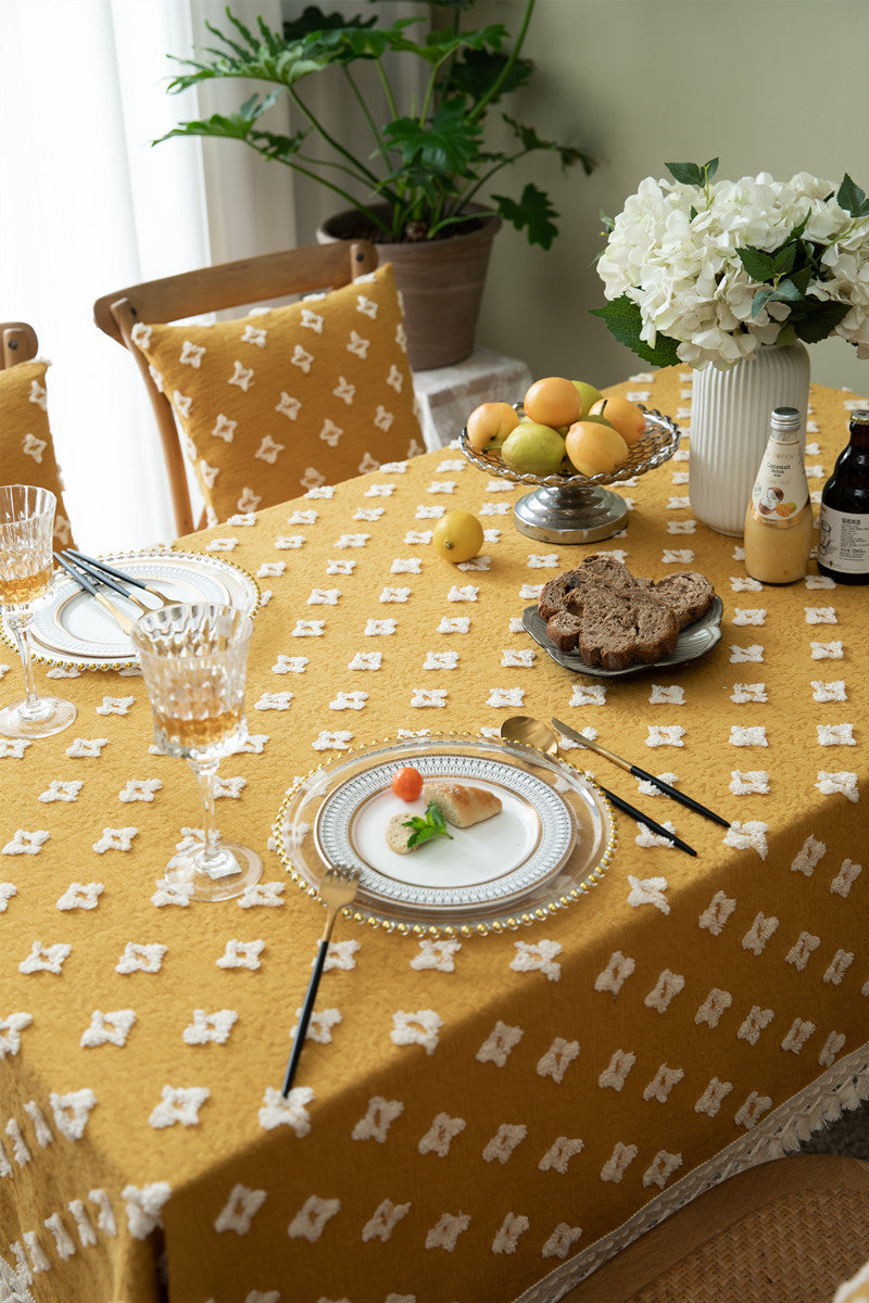 French Yellow Appliqué Tablecloth