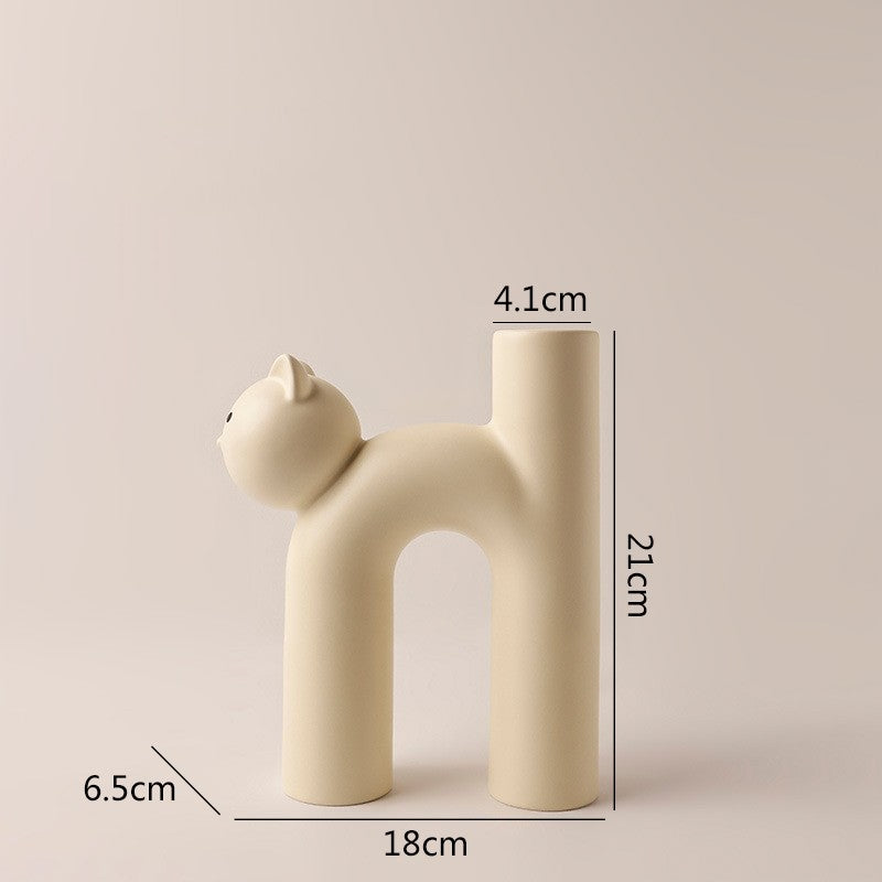 Cat Shaped Ceramic Minimalist Vase
