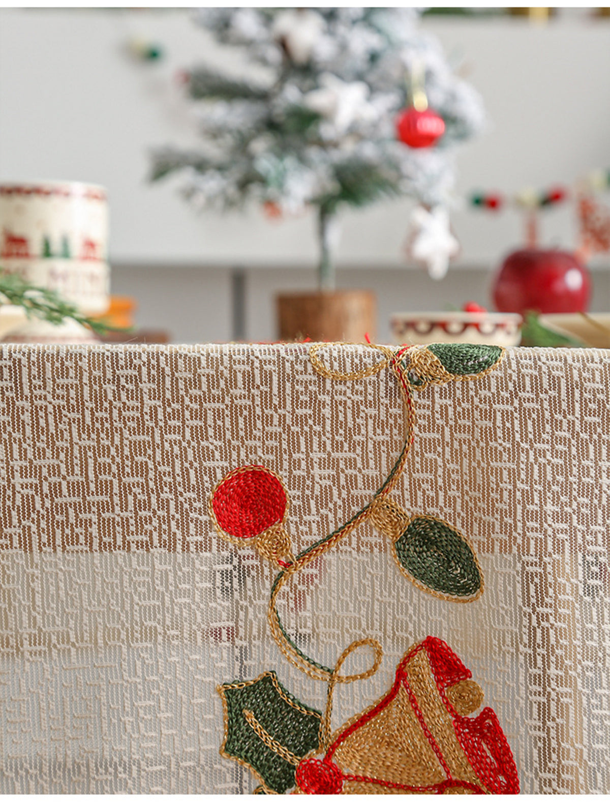 Christmas Bell Decoration Lace Tablecloth