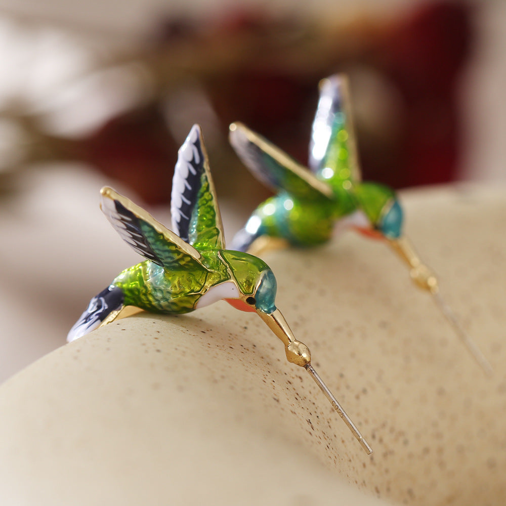 Hummingbird Enamel Stud Earrings
