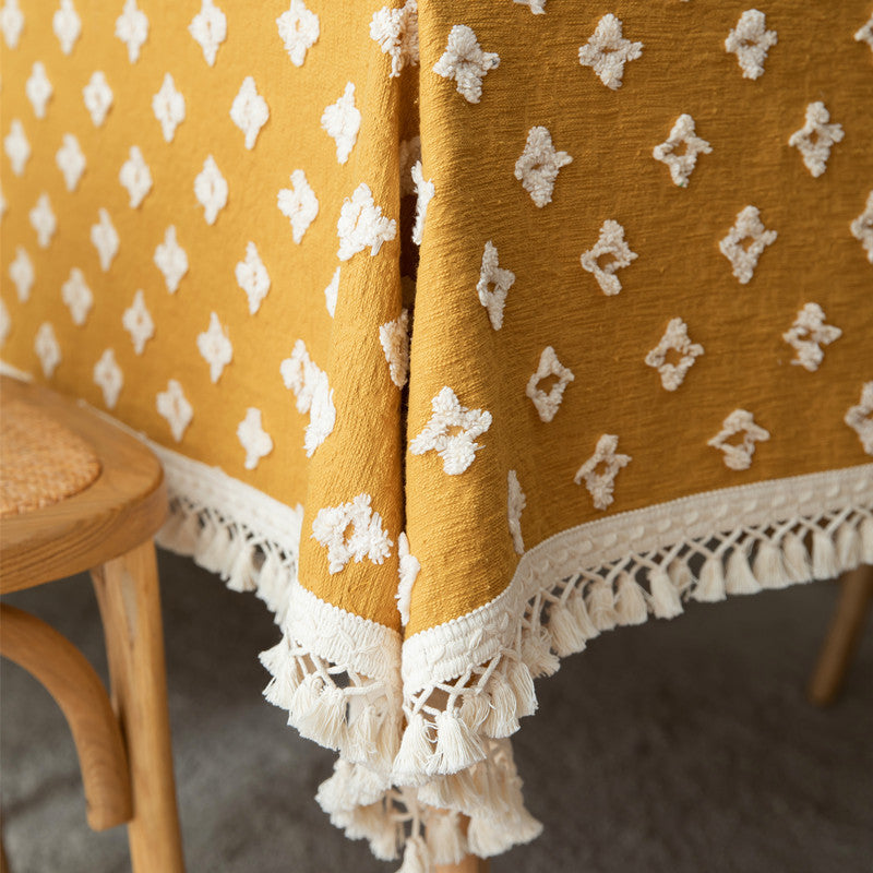 French Yellow Appliqué Tablecloth