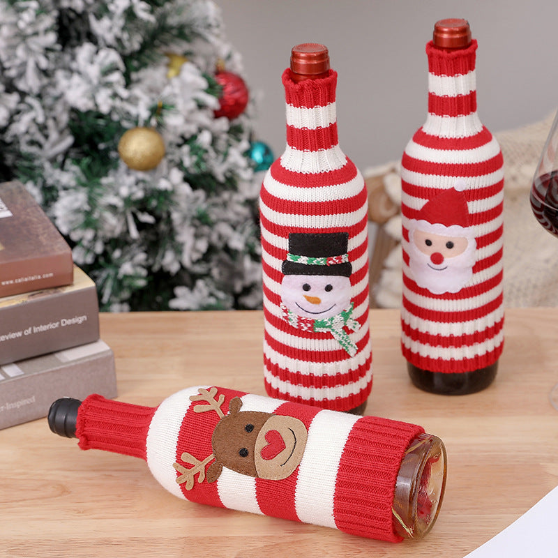Christmas Knitted Red Wine Bottle Set