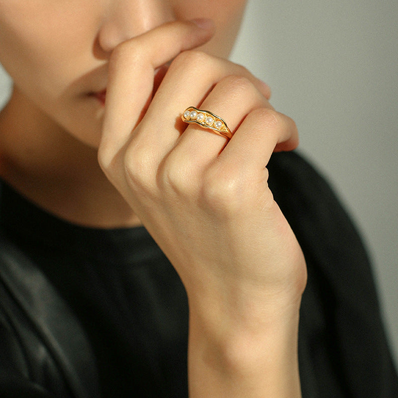 Golden Pearl Ring