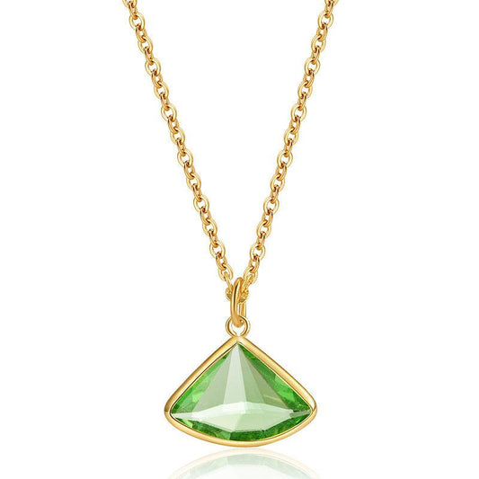 Dainty Green Glass Necklace Sweet - ozlvii