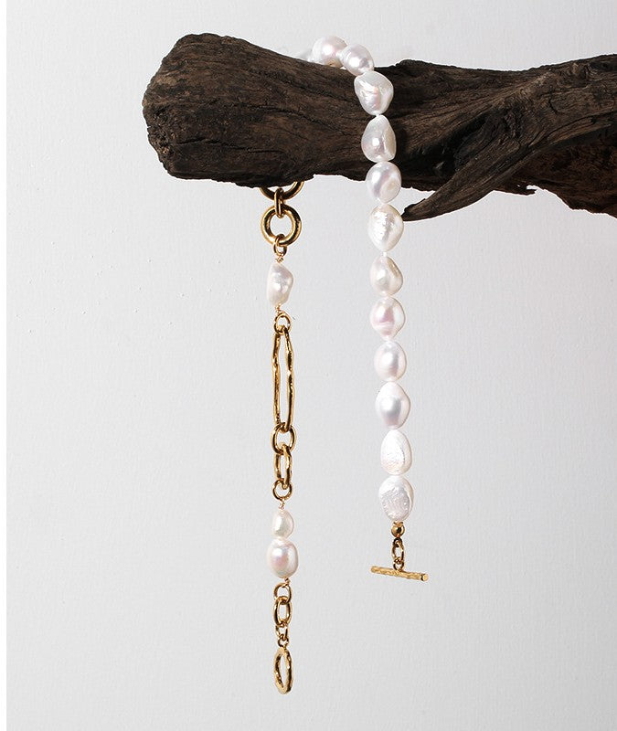 Baroque Pearl Gold-Plated Toggle Clasp Necklace