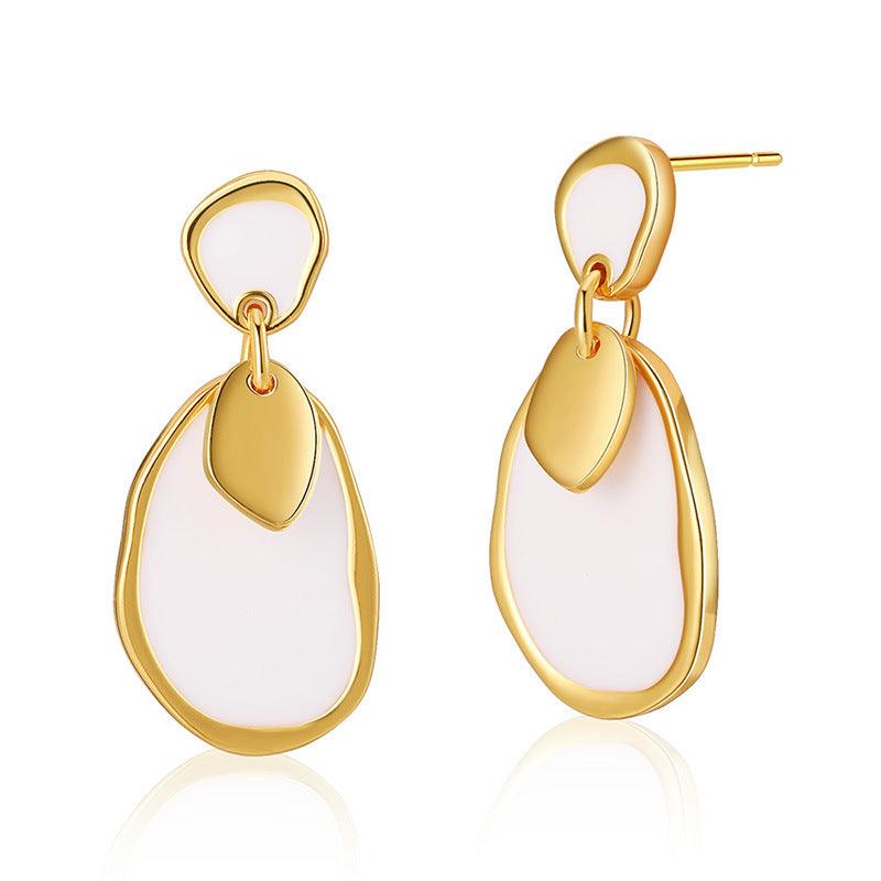 Classic Gold Plate Oil Dripping Drop Earrings - ozlvii