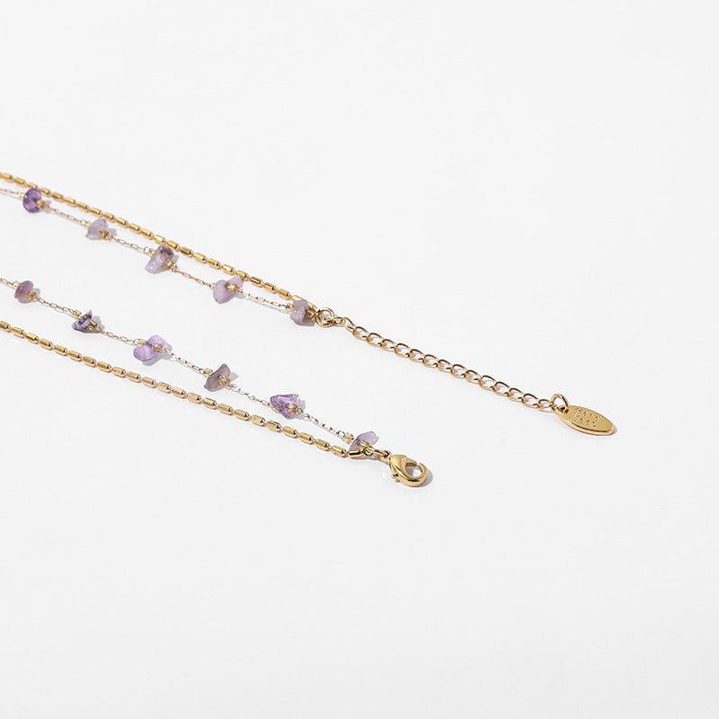 Purple Natural Stone Chain Necklace
