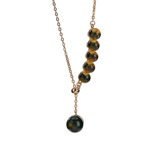 Blue Amber Bead Necklace