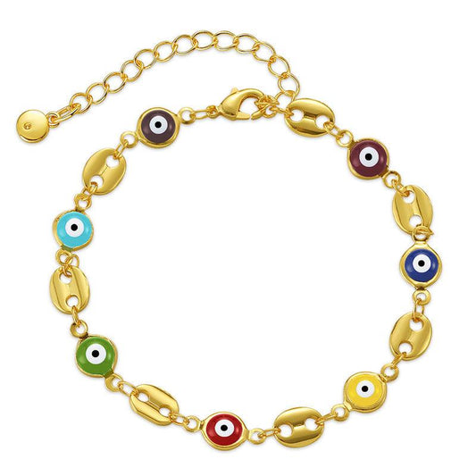 Gold Dainty Evil Eye Bracelets - ozlvii