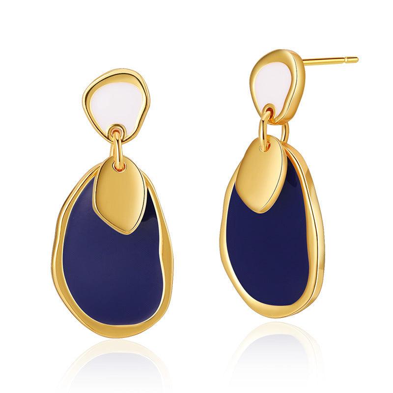 Classic Gold Plate Oil Dripping Drop Earrings - ozlvii