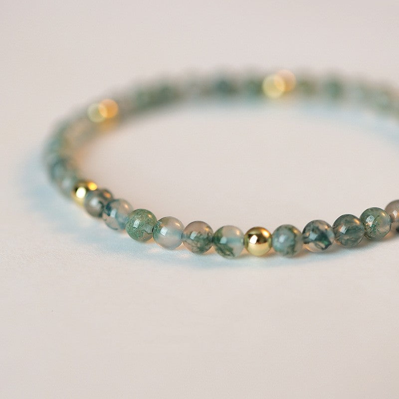 Green Agate Stone Bracelet with Small Beads