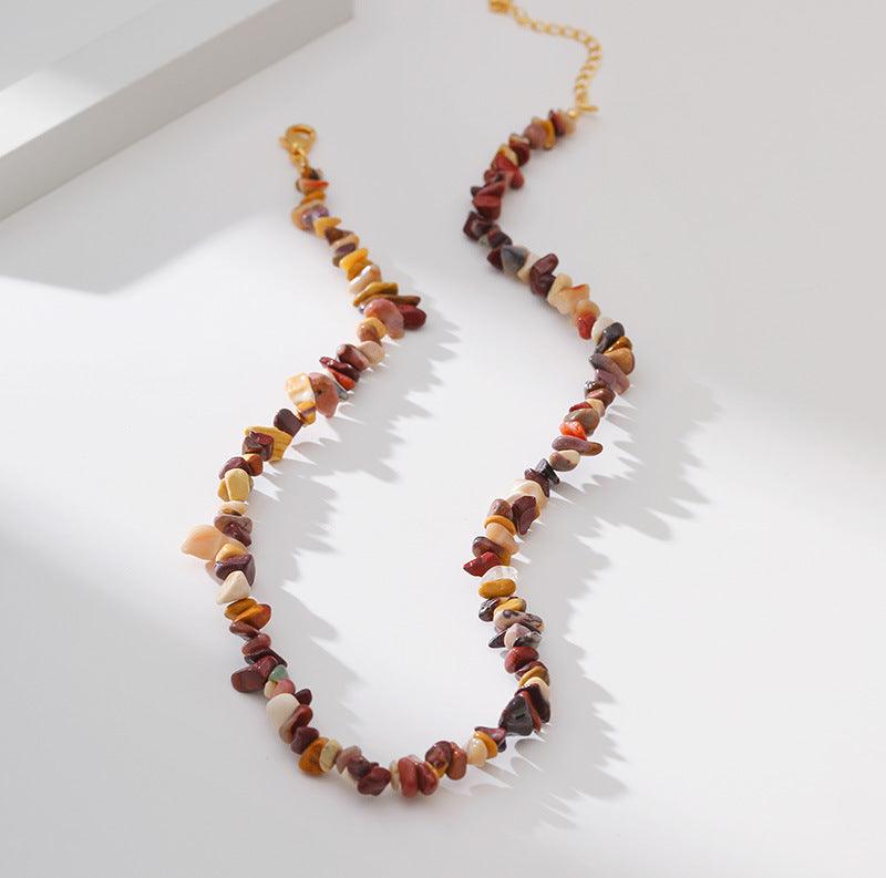 Natural Gravel Stone Chips Beaded Necklaces - ozlvii