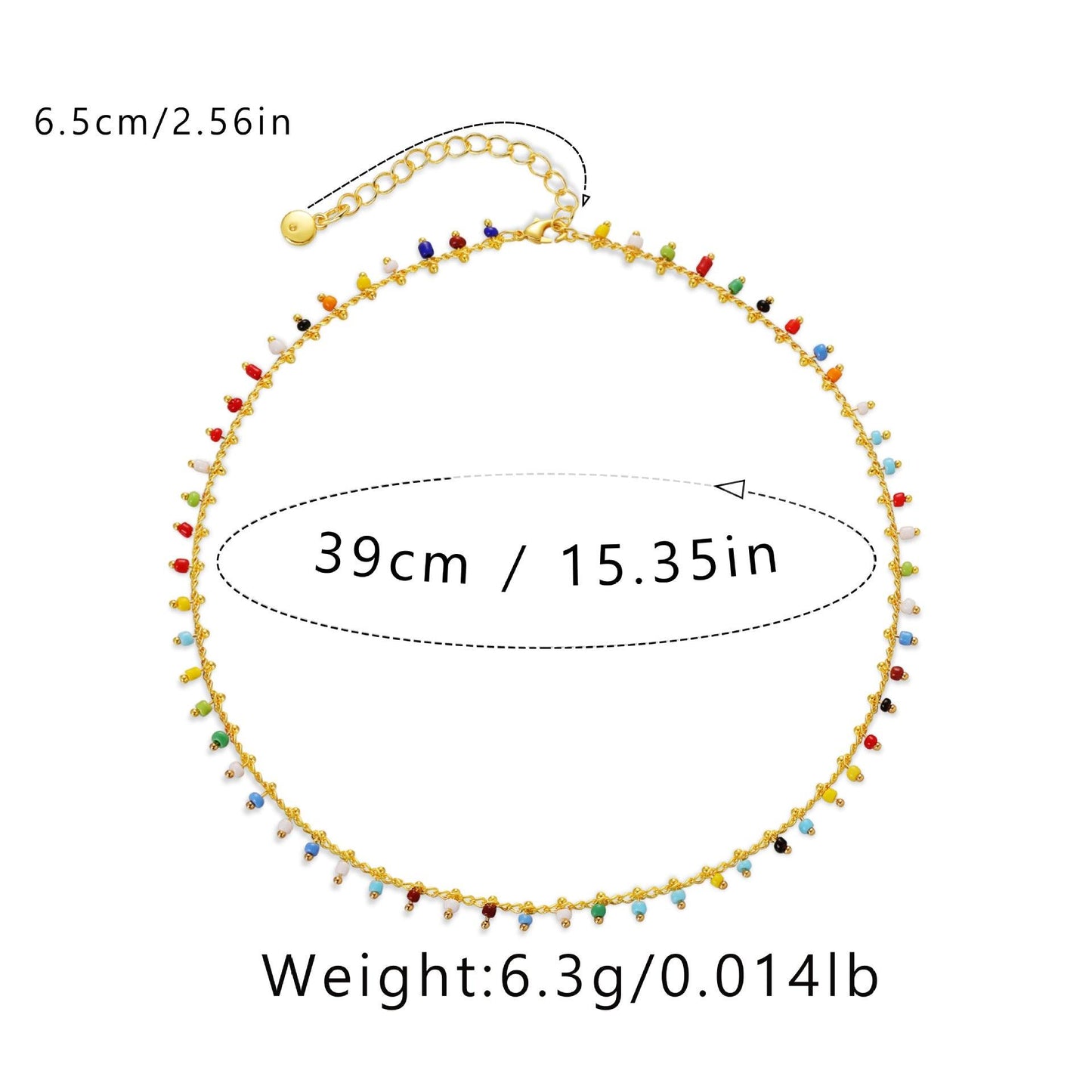 Fashion Simple Colorful Round Beads 18K Necklace - ozlvii