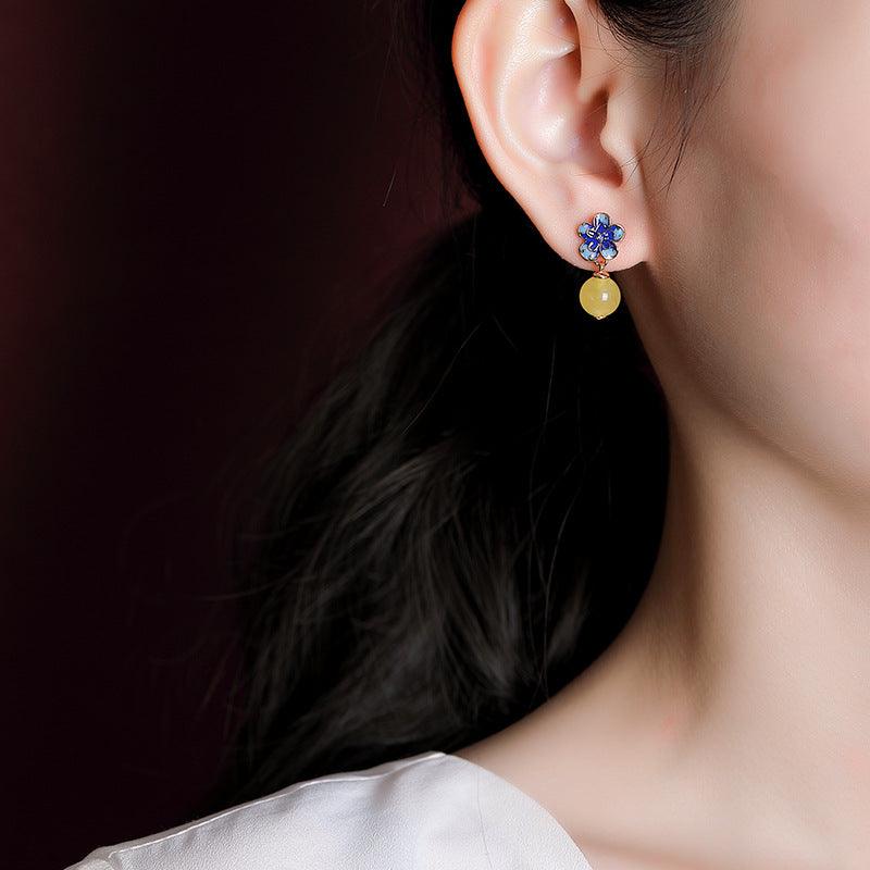 Cloisonne Plum Blossom Earrings - ozlvii