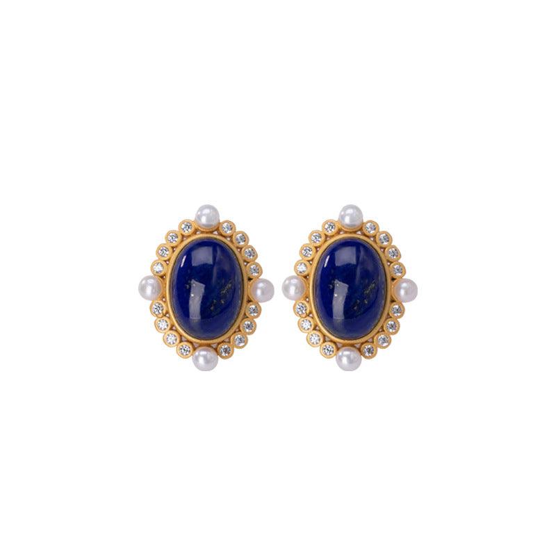 Lapis Lazuli Pearl Earrings - ozlvii