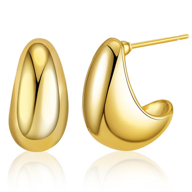 Yellow Gold Dome Huggie Earrings - ozlvii