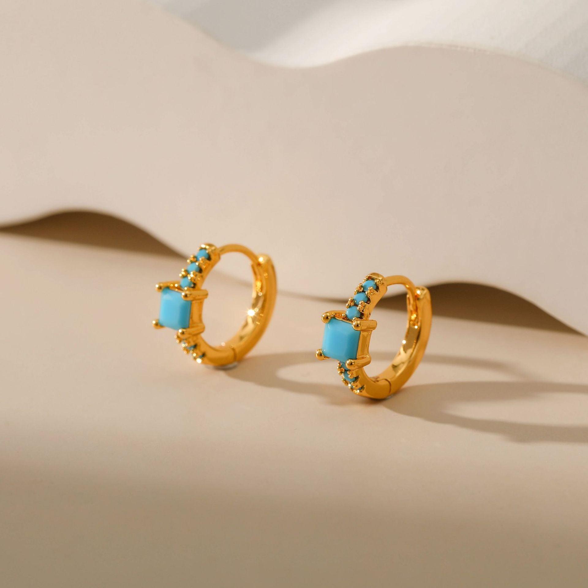 Turquoise Hoop Earrings - ozlvii