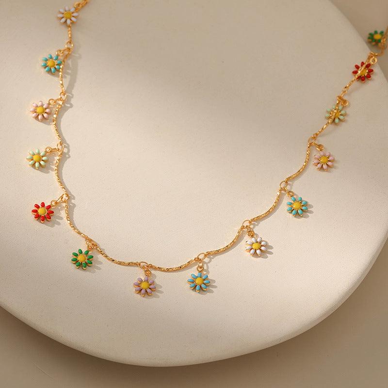 Ethnic Style Daisy Fresh Wind Summer Vacation Casual Style Necklace - ozlvii