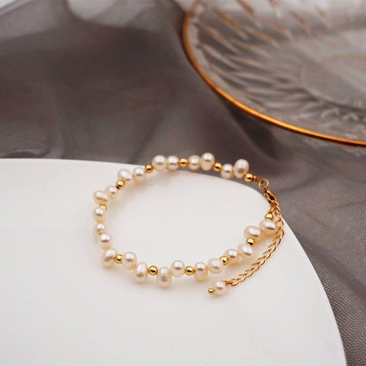Freshwater Pearl Gold Chain Bracelet