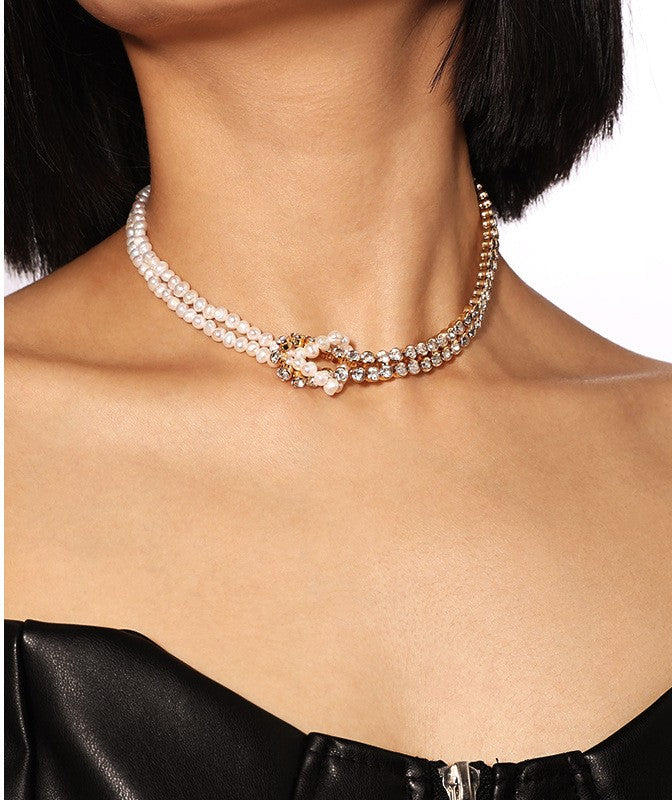 Pearl and Zircon Chain Necklace
